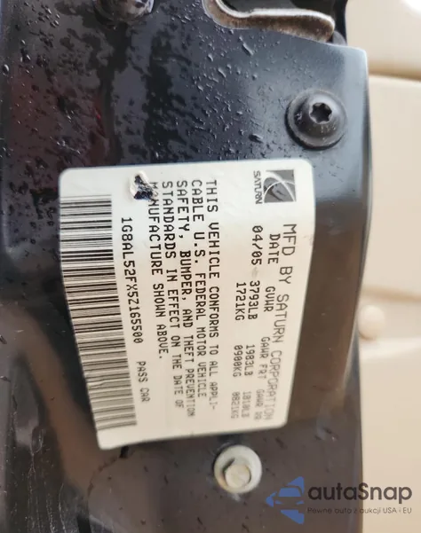 2005 Saturn Ion Level 3 from USA, damaged, VIN 1G8AL52FX5Z165500